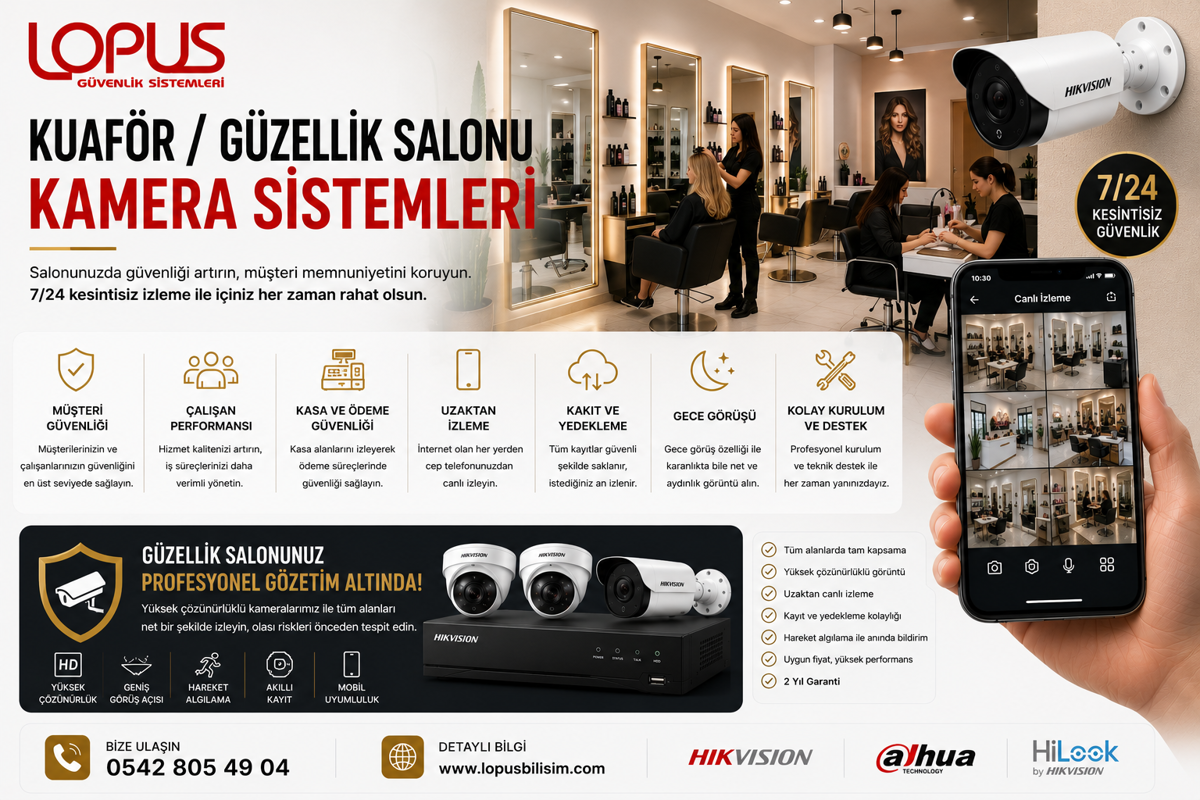Kuaför ve Güzellik Salonu Güvenlik Kamera Sistemi